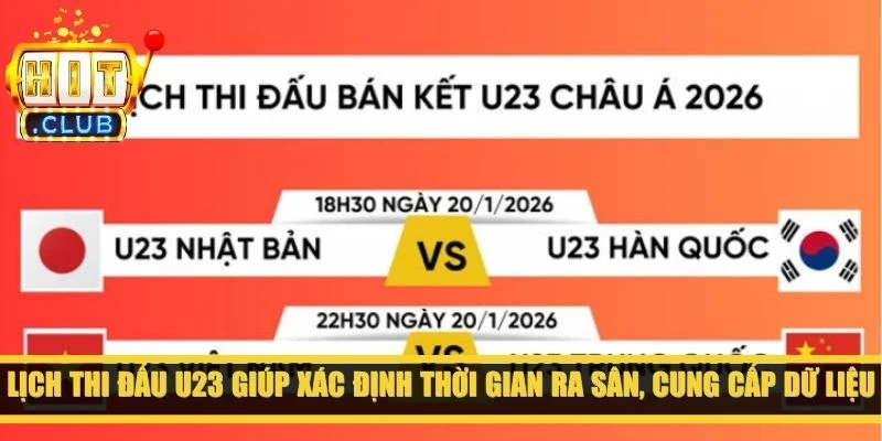 Lịch thi đấu U23 giúp xác định thời gian ra sân, cung cấp dữ liệu quan trọng