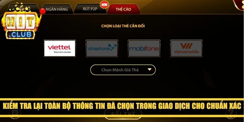 Kiểm tra lại toàn bộ thông tin đã chọn trong giao dịch cho chuẩn xác